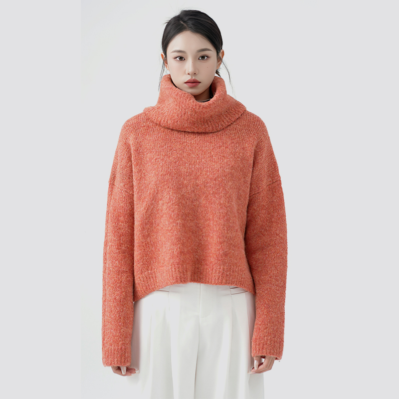 Orange Loose Neck Pullover Sweater