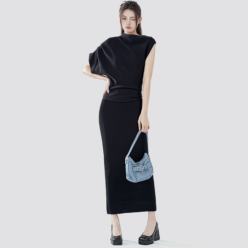 Stylish Asymmetrical Knit Long Dress