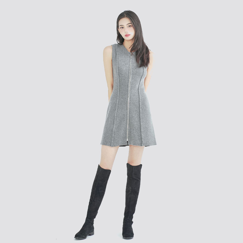 slim fit zipper knit dress Spring/summer fashion knitwear