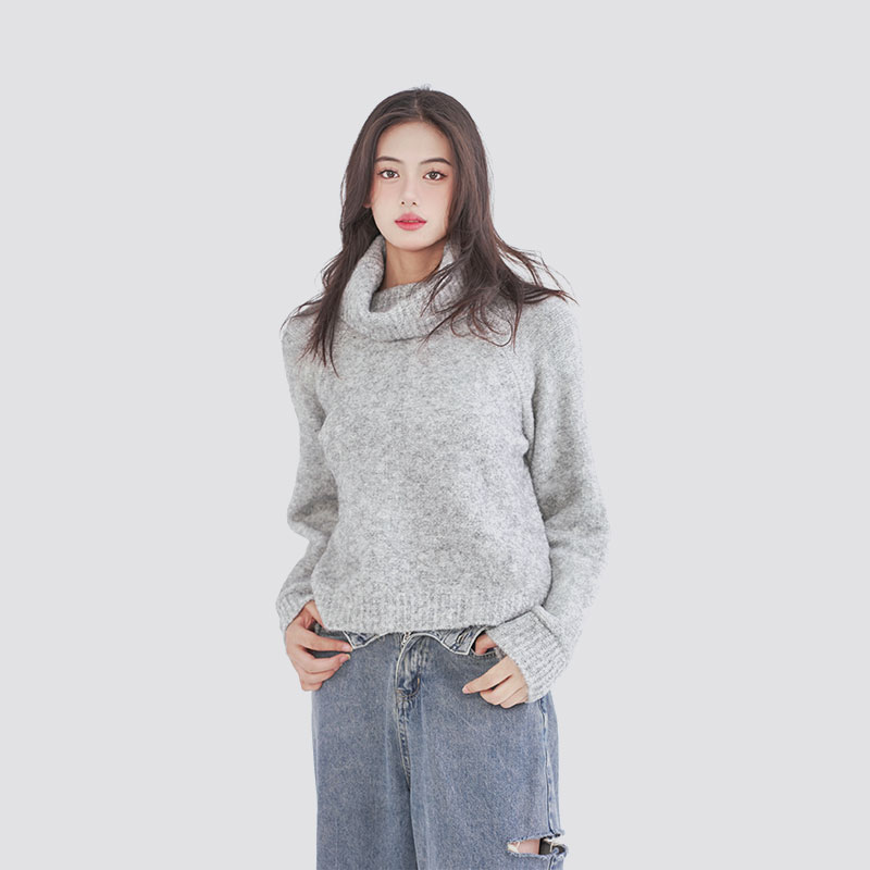 short turtleneck Fluffy fashion sweater