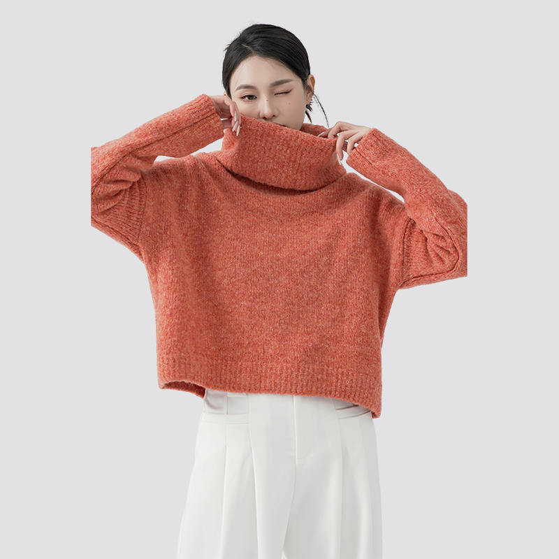 Orange Loose Neck Pullover Sweater