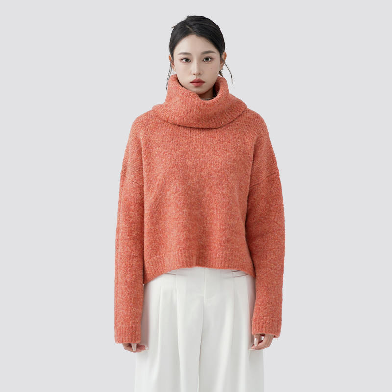 Orange Loose Neck Pullover Sweater