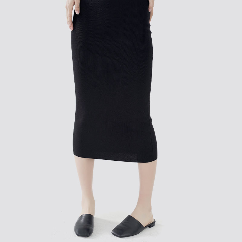 Black casual slim fit sleeveless knitted sweater dress