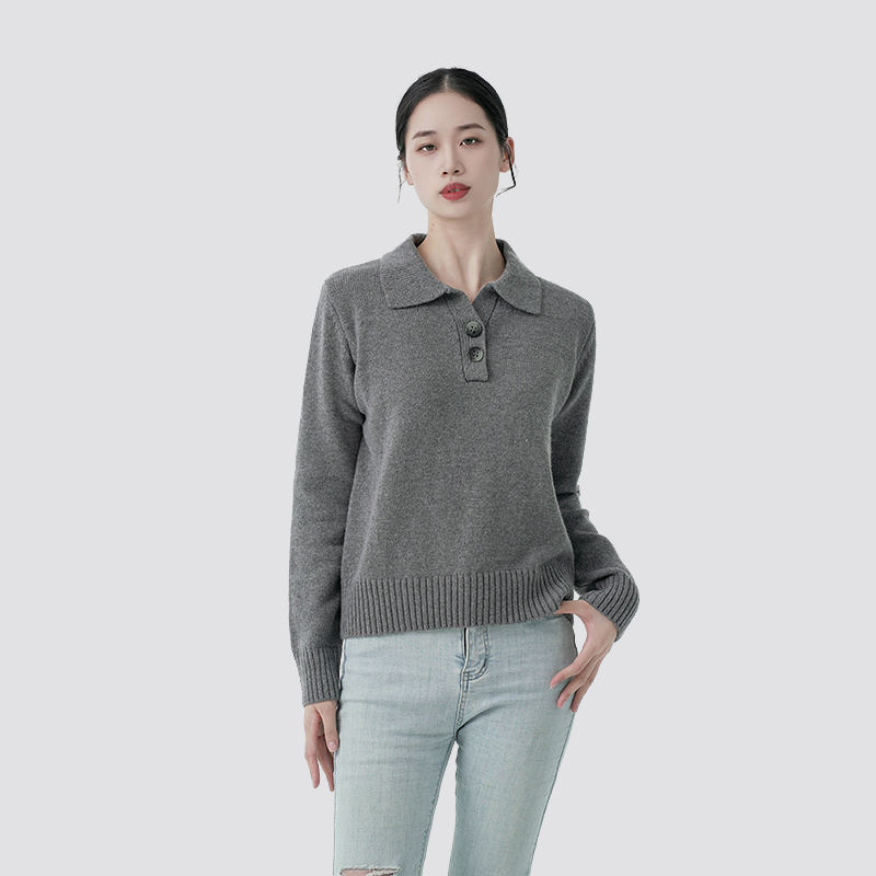 Lapel casual sweater