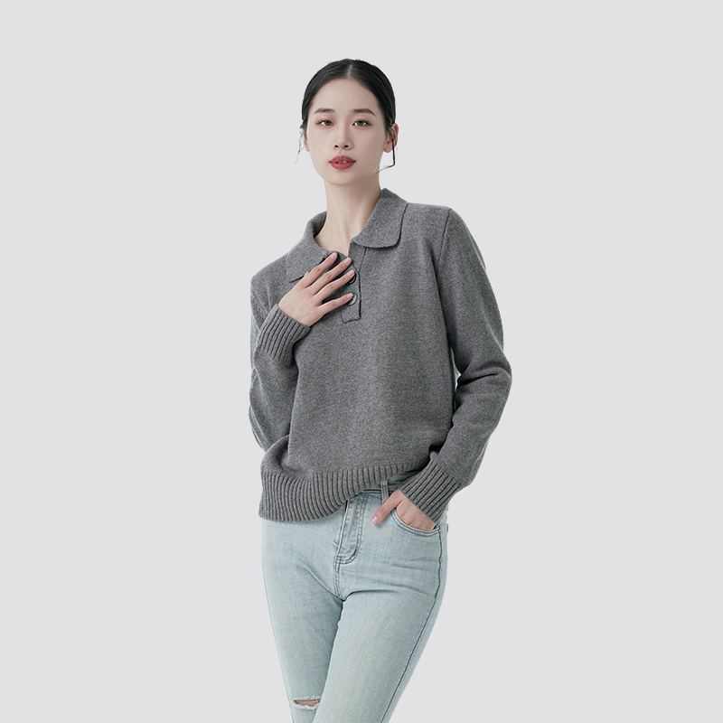 Lapel casual sweater