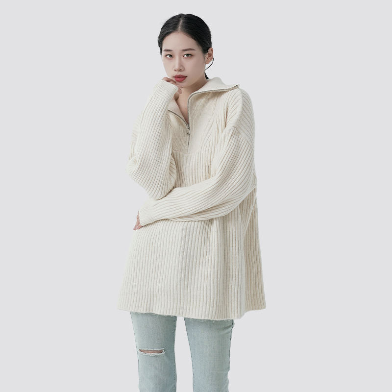 zipper knitted sweater