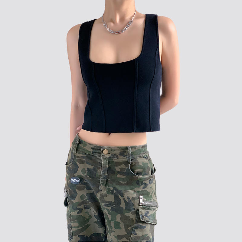 Ice silk square neck vest