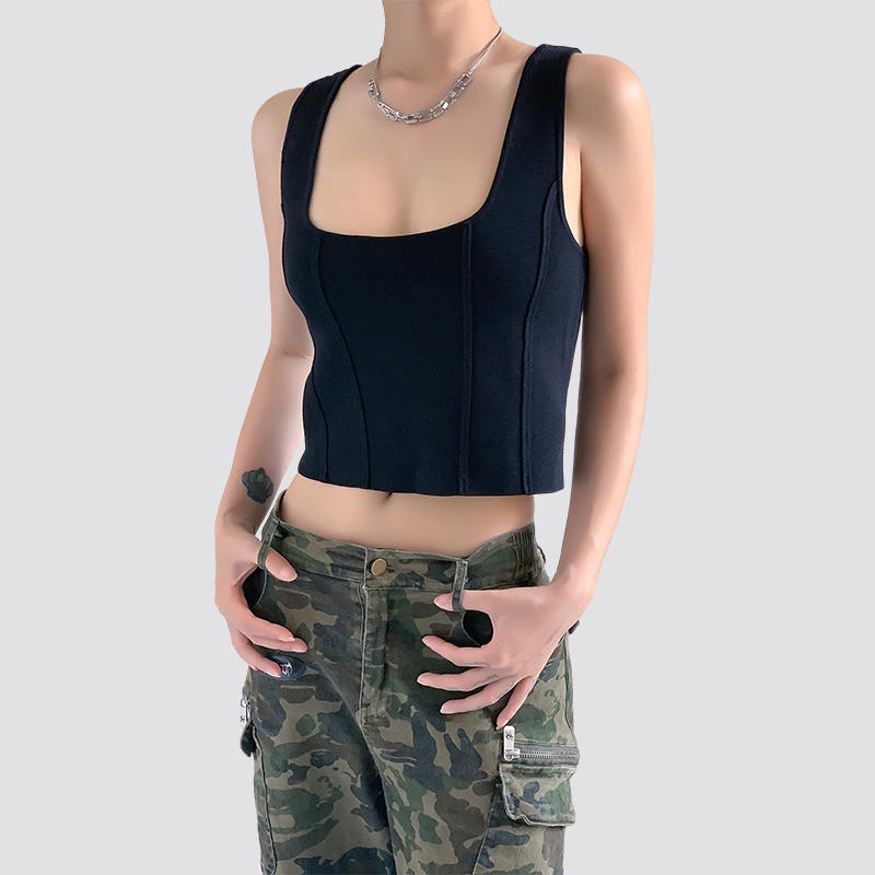 Ice silk square neck vest