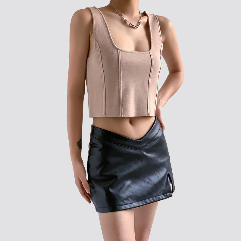 Brown ice silk vest