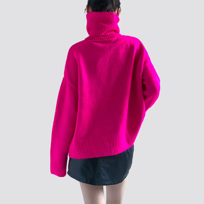 Rose red zipper sweater