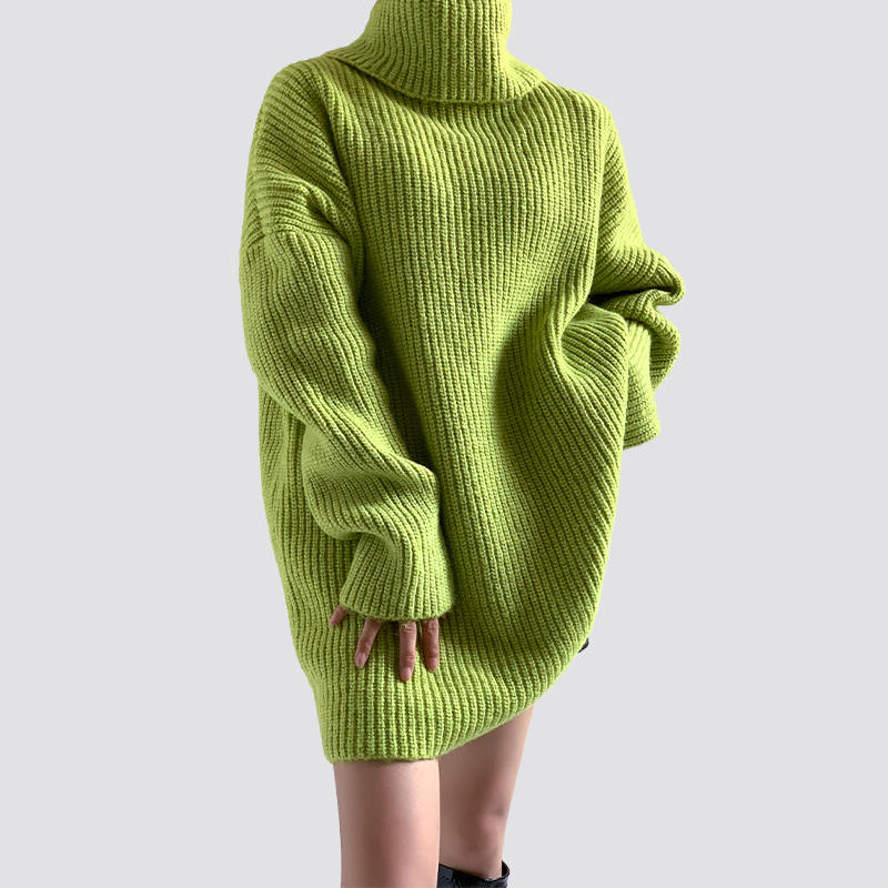 green turtleneck sweater