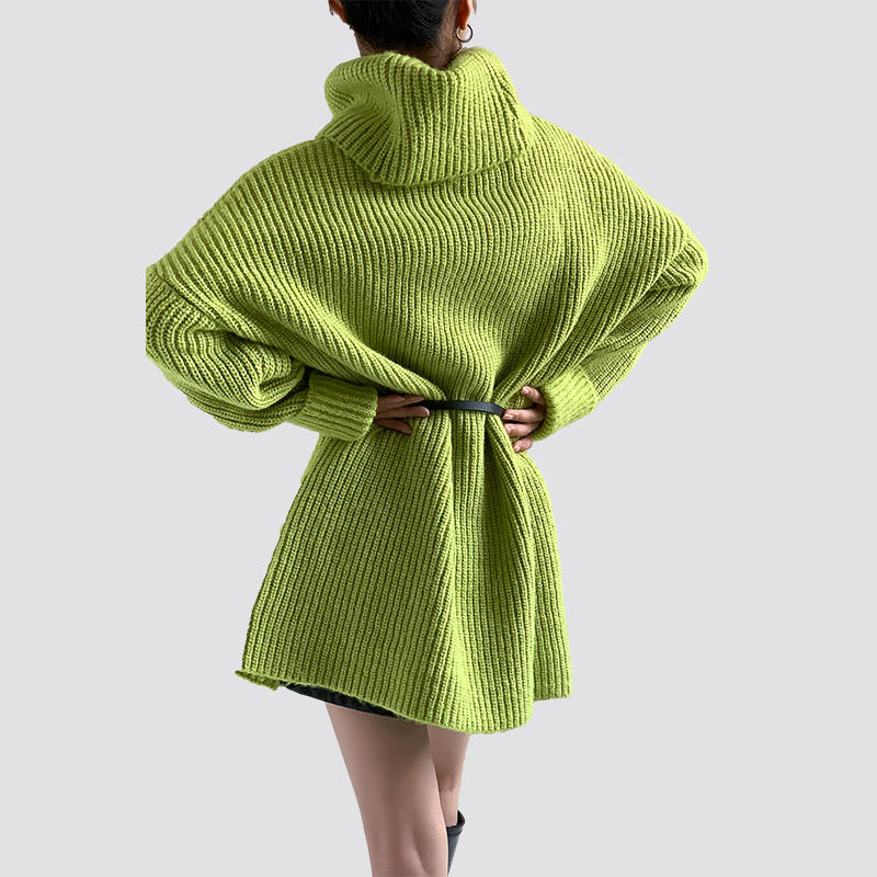 green turtleneck sweater