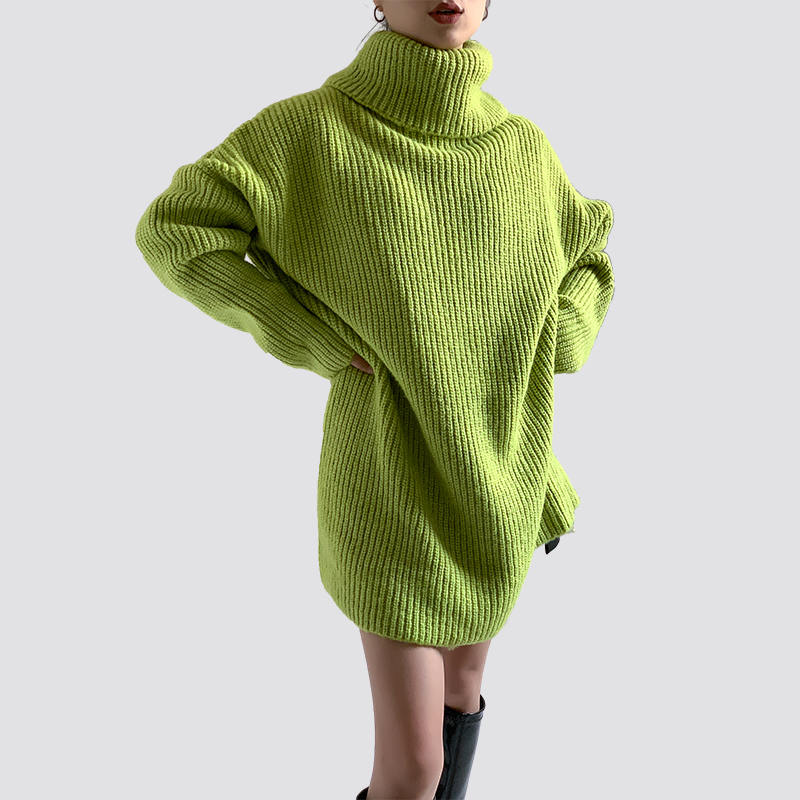 green turtleneck sweater