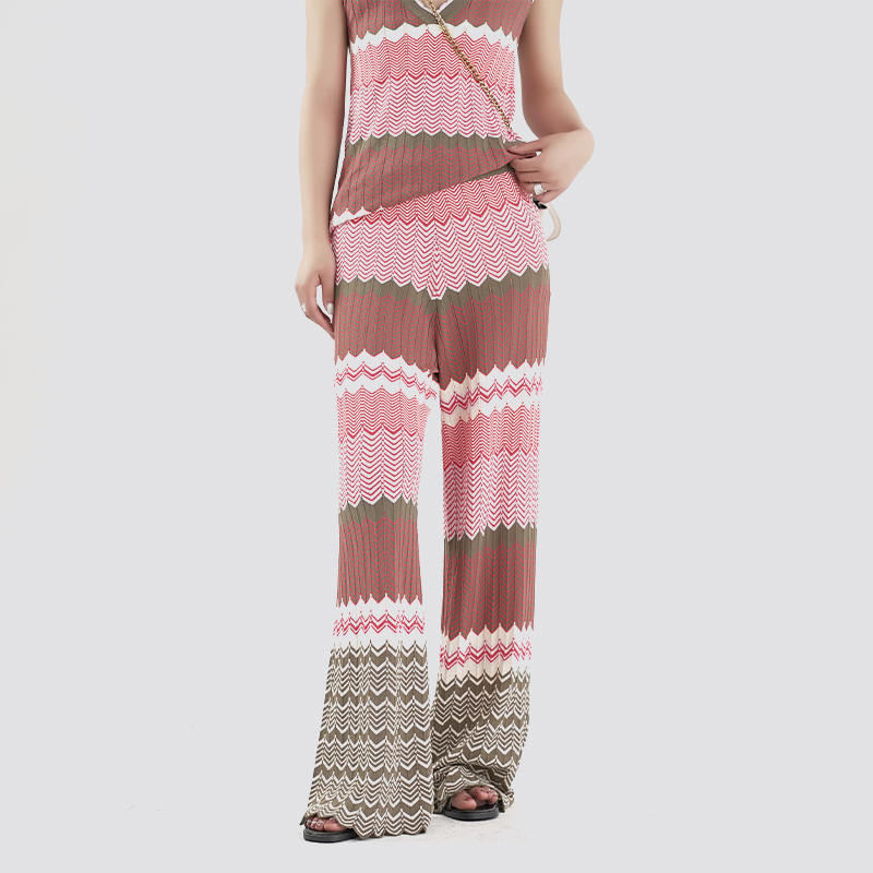 Draped Striped Loose Pants