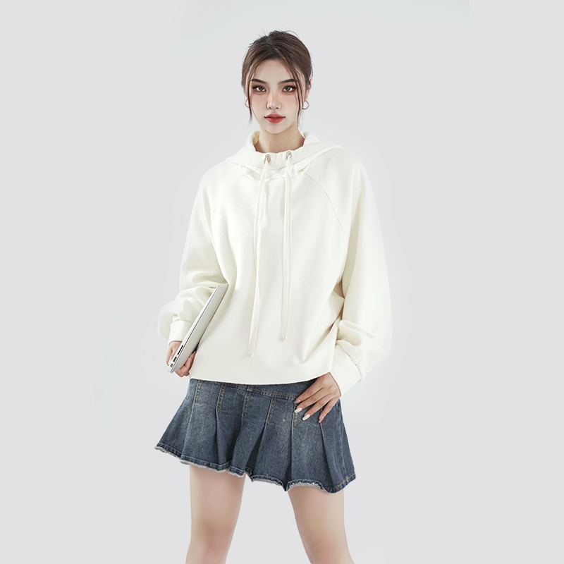  Women's Pure White Soft Touch Hooded Sweater