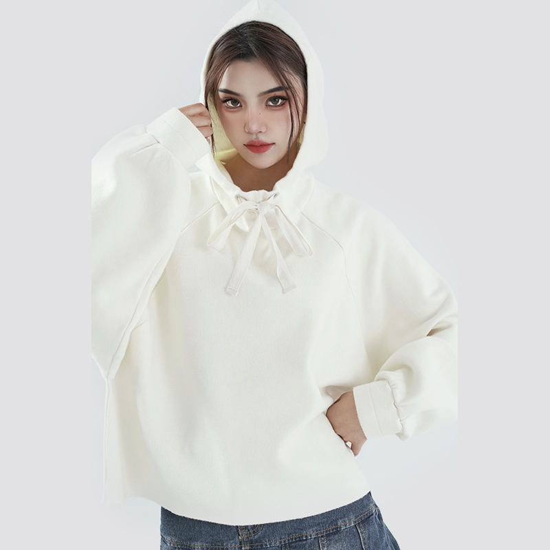  Women's Pure White Soft Touch Hooded Sweater