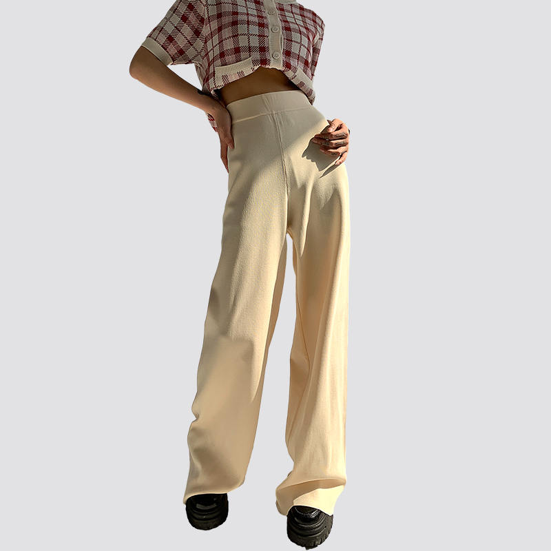 floor length knitted trousers