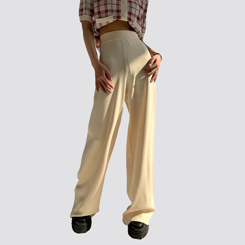 floor length knitted trousers