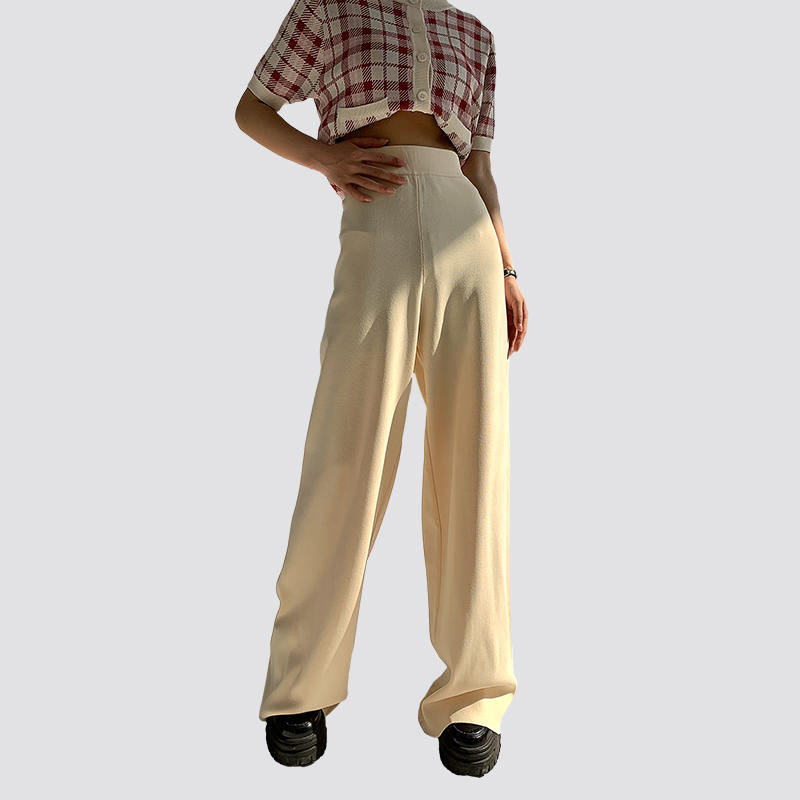 floor length knitted trousers