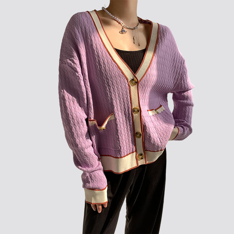 Purple knitted cardigan