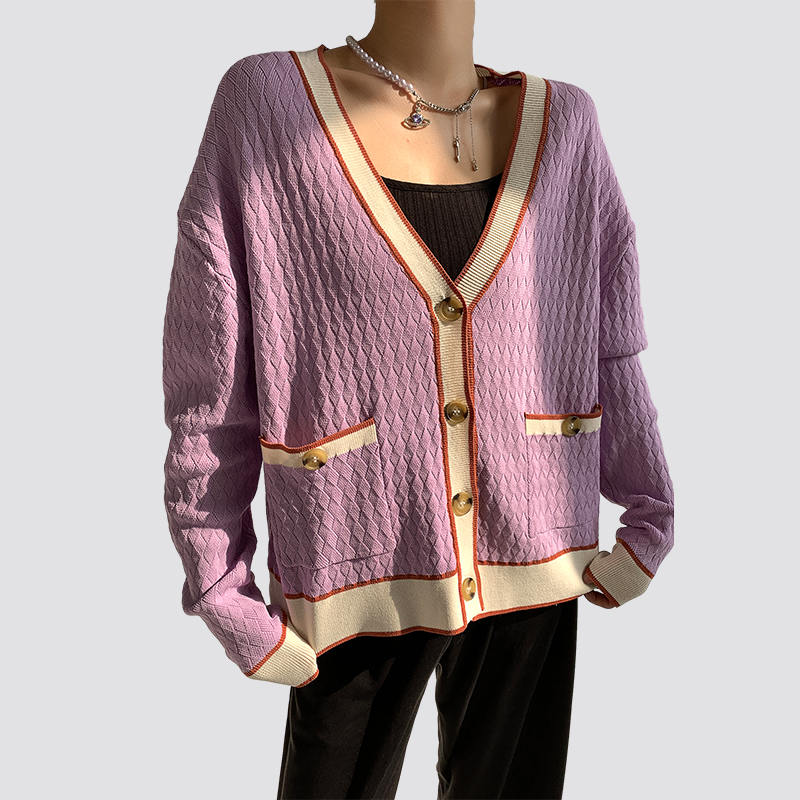 Purple knitted cardigan