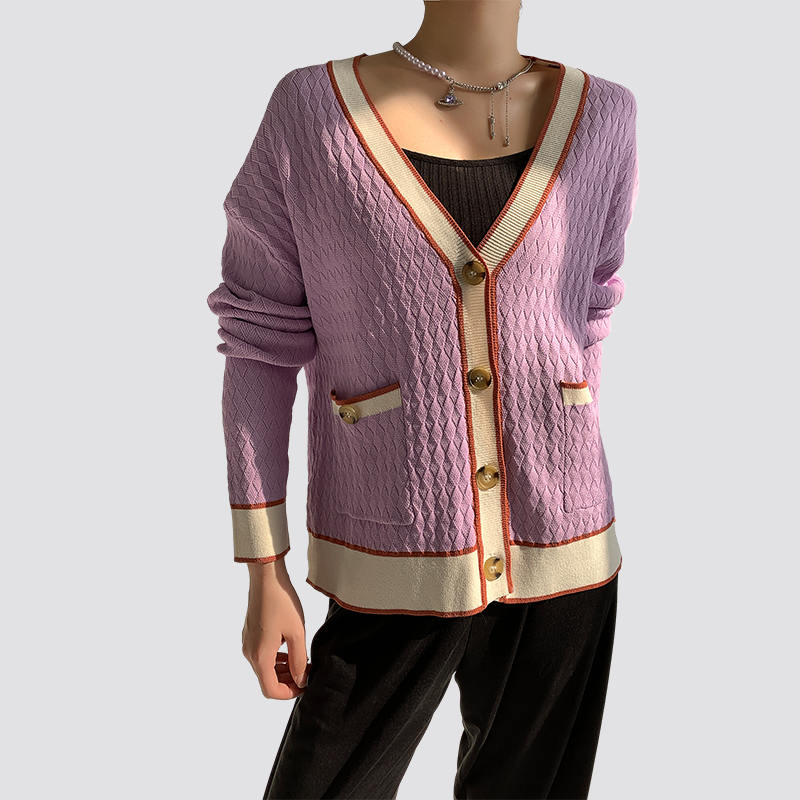 Purple knitted cardigan