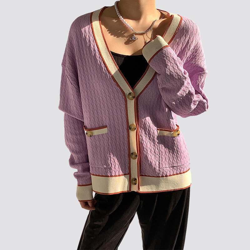 Purple knitted cardigan