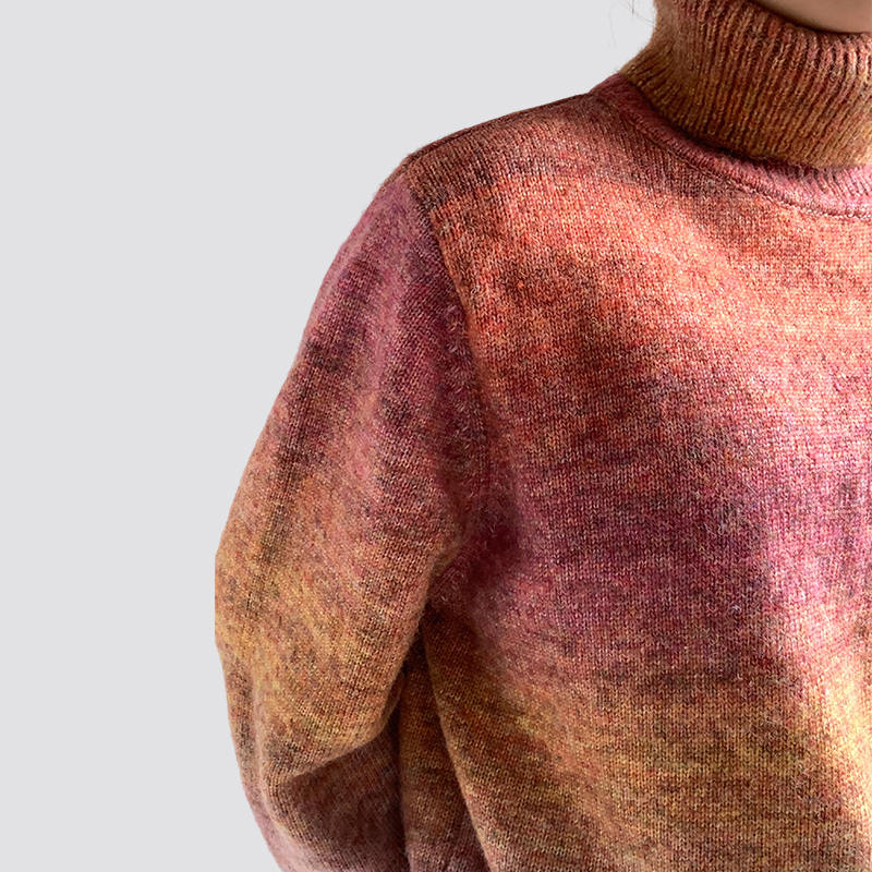 Gradient tie-dye knitted autumn and winter Warm Turtleneck sweater