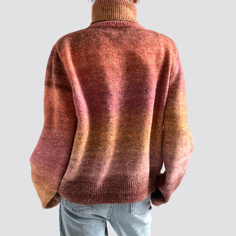 Gradient tie-dye knitted autumn and winter Warm Turtleneck sweater