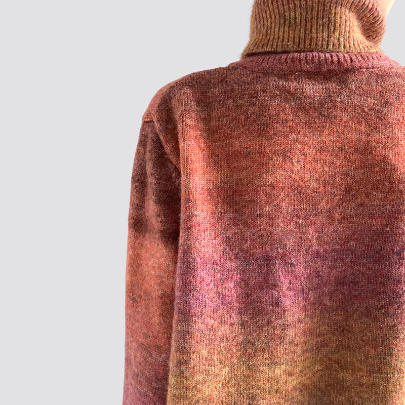 Gradient tie-dye knitted autumn and winter Warm Turtleneck sweater