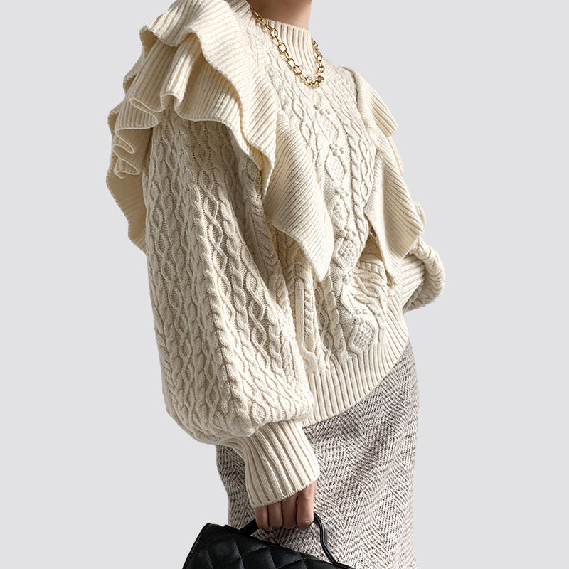 Ruffled knitted sweater