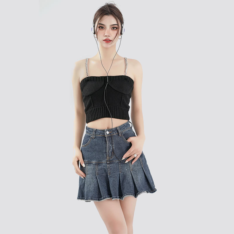 Fashion metal chain camisole sexy black tank top