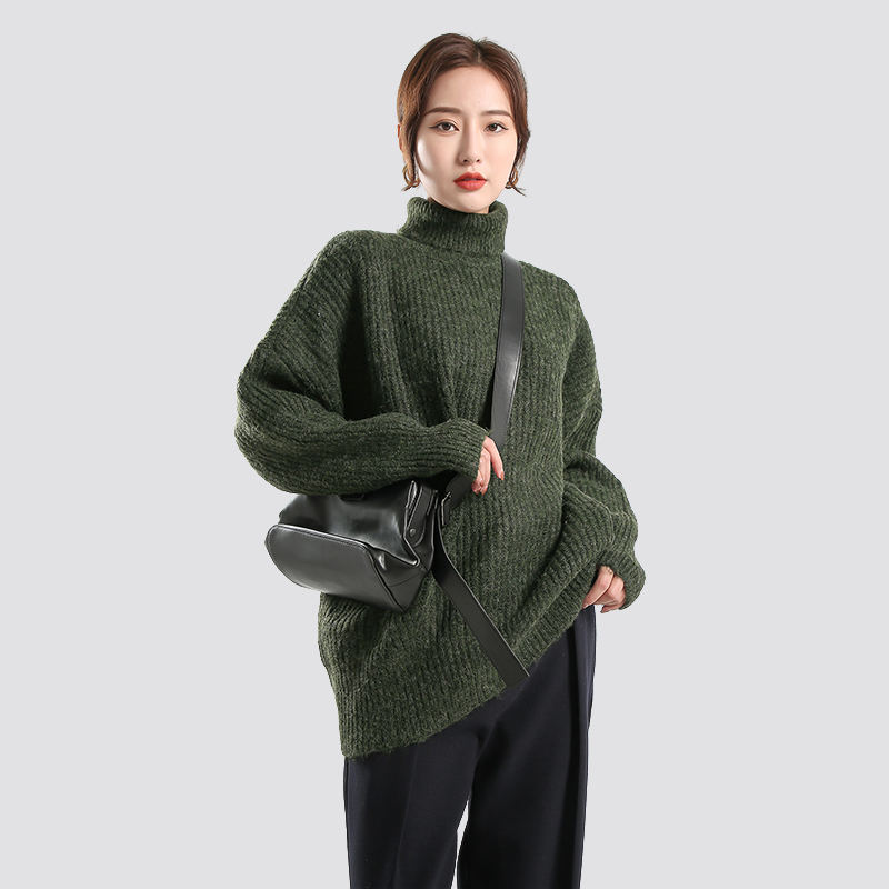 Cashmere handfeel Dark Green Wool Sweater