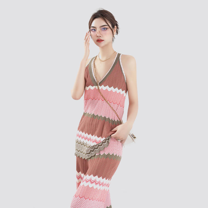 Summer Knitted Sleeveless V Neck Maxi Sweater Dress