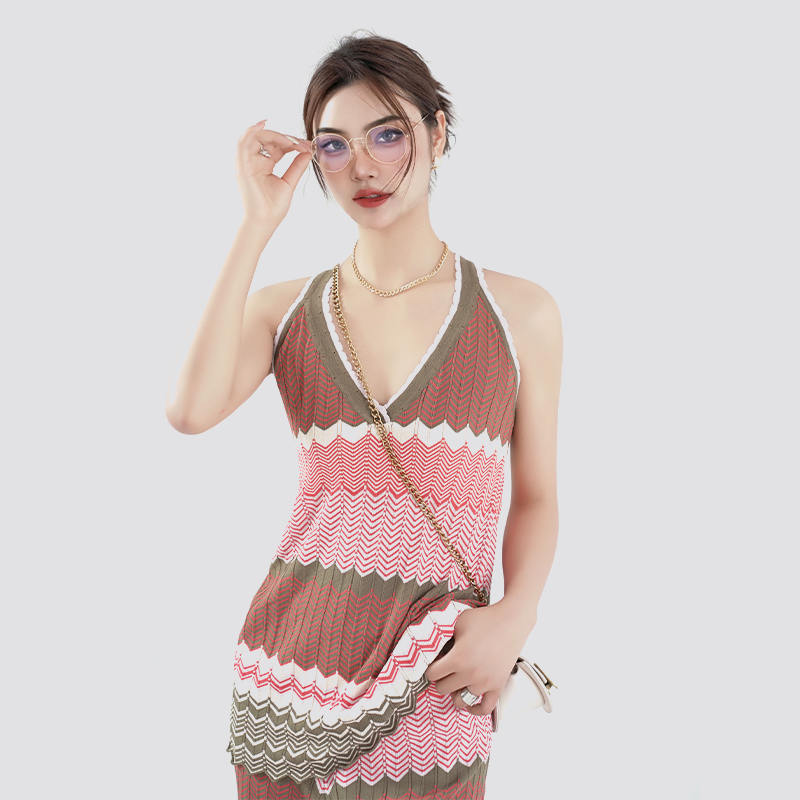 Summer Knitted Sleeveless V Neck Maxi Sweater Dress