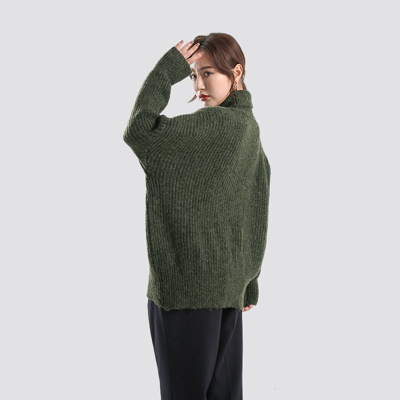 Cashmere handfeel Dark Green Wool Sweater