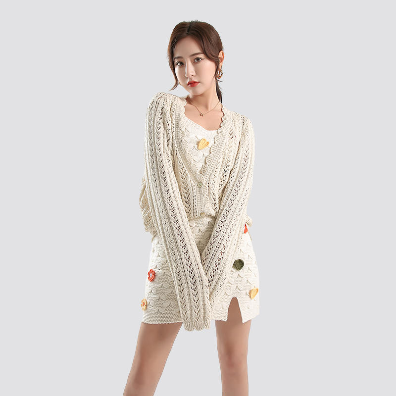 Hollow knitted cardigan