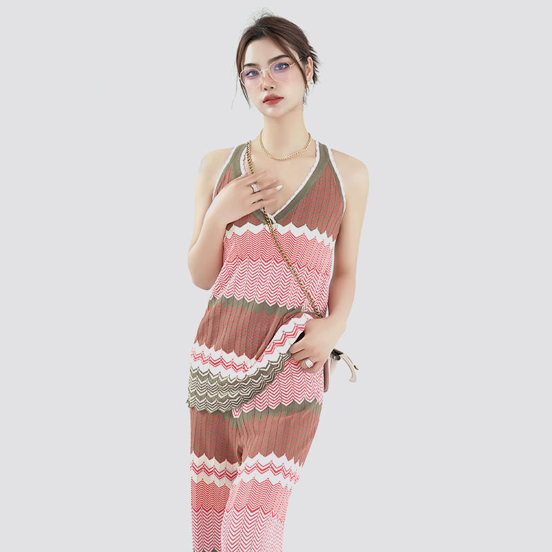 Summer Knitted Sleeveless V Neck Maxi Sweater Dress