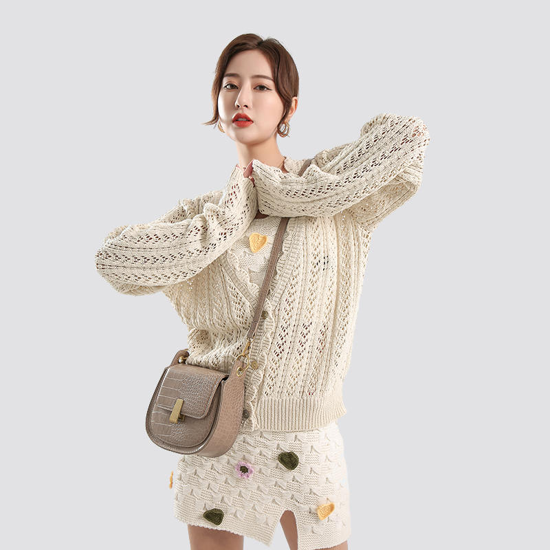 Hollow knitted cardigan