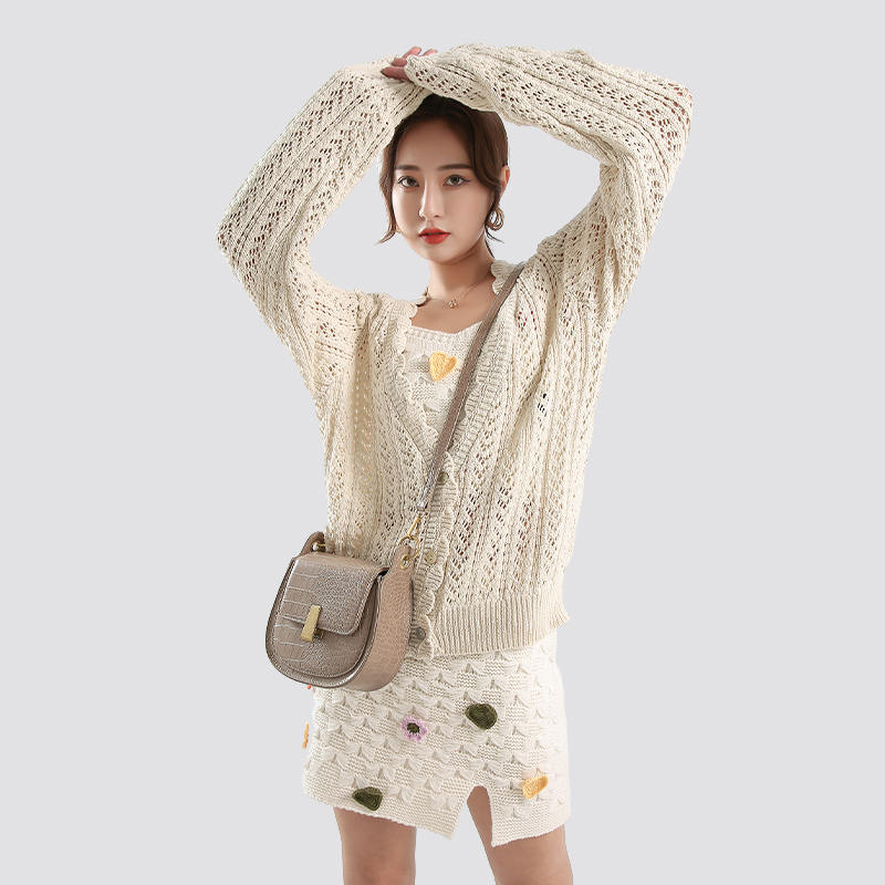 Hollow knitted cardigan