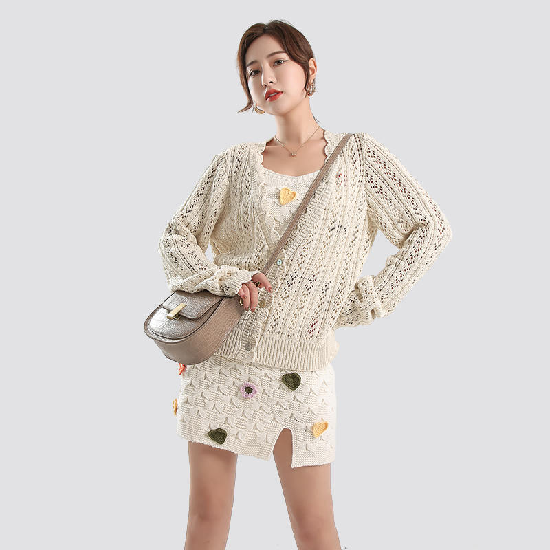 Hollow knitted cardigan