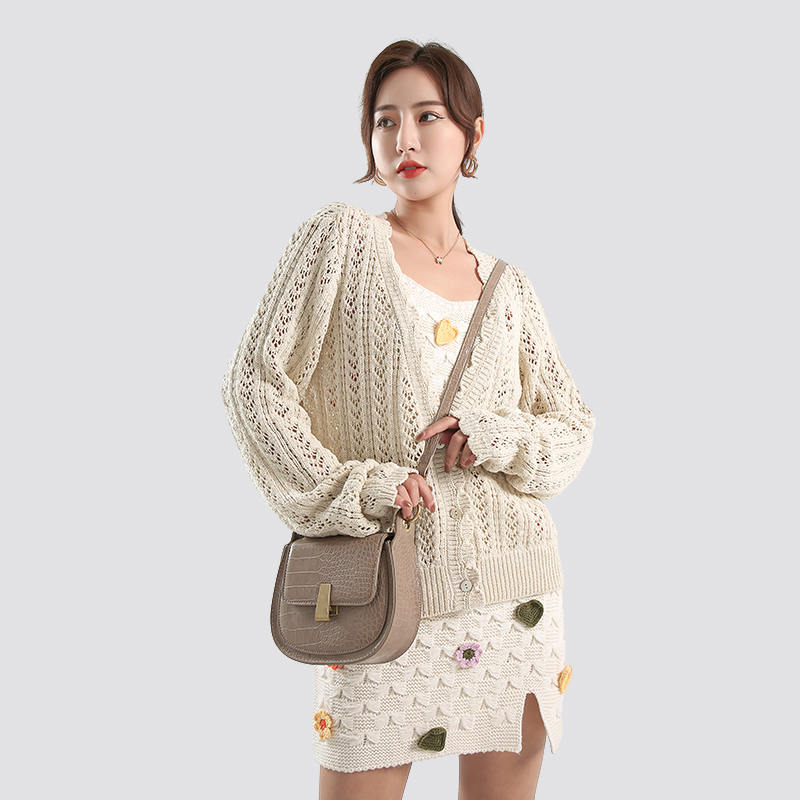 Hollow knitted cardigan