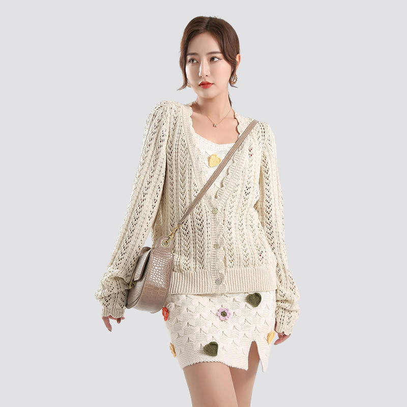 Hollow knitted cardigan