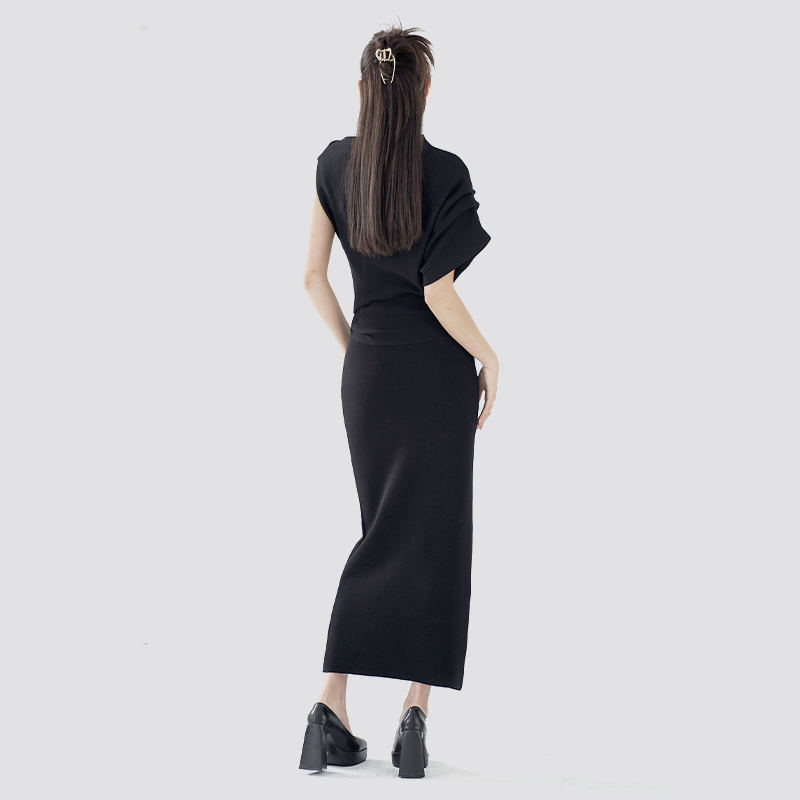 Stylish Asymmetrical Knit Long Dress