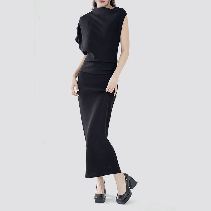 Stylish Asymmetrical Knit Long Dress