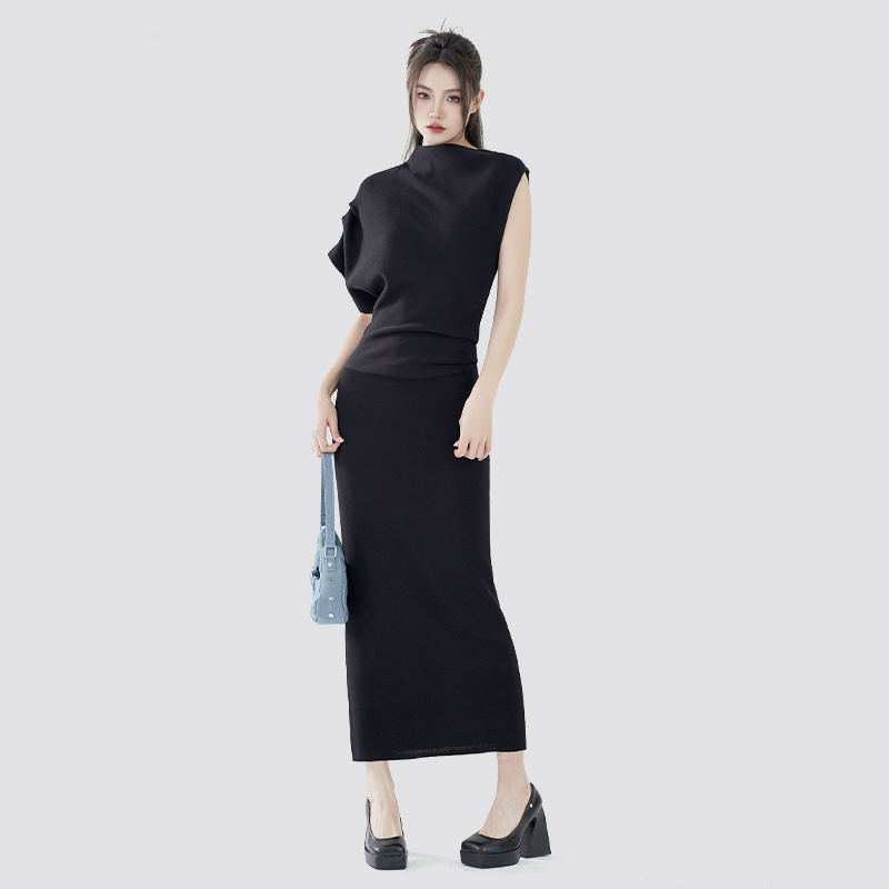 Stylish Asymmetrical Knit Long Dress