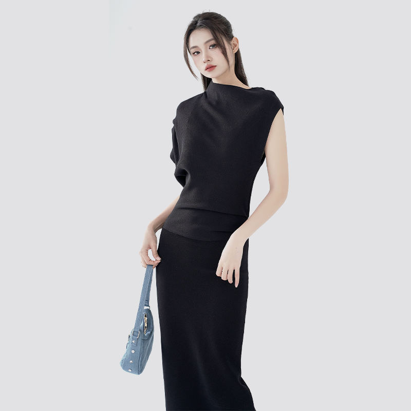 Stylish Asymmetrical Knit Long Dress