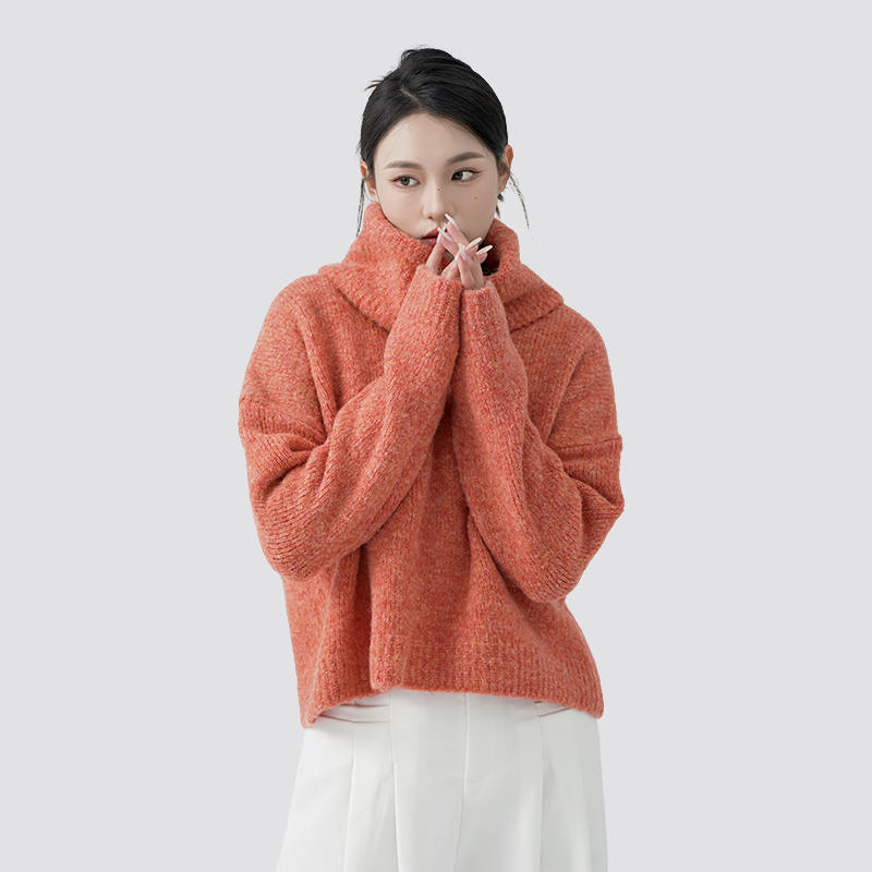 Orange Loose Neck Pullover Sweater