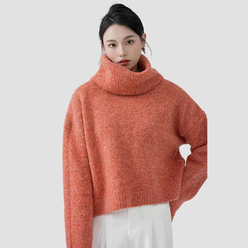 Orange Loose Neck Pullover Sweater