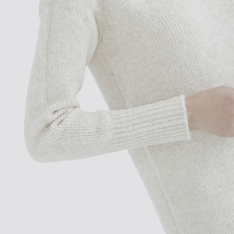 Winter White Turtleneck Long Knitted Sweater Dress